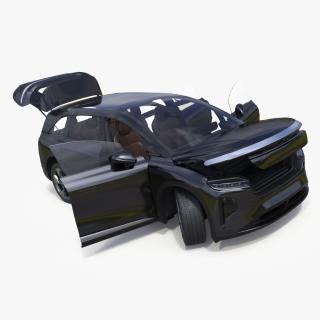 3D Modern Electric SUV Generic Black Lights Off Rigged