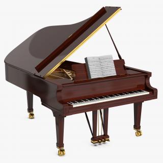 3D Grand Piano with Music Notes Book model