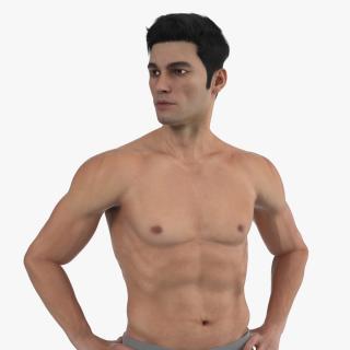 Male Athletic Anatomy Figure Posing Fur 3D model