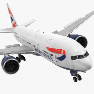 Boeing 777 200ER British Airways Rigged 3D model