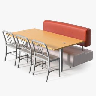 Fast Food Table and Seating 3D