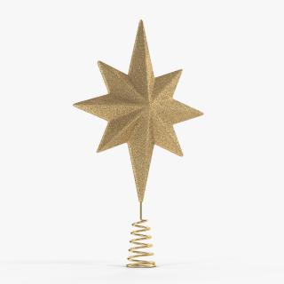 3D Golden Star Christmas Tree Topper model