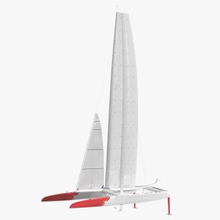 Racing Sail Boat White 3D