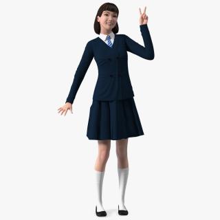 Happy Chinese Schoolgirl 3D model