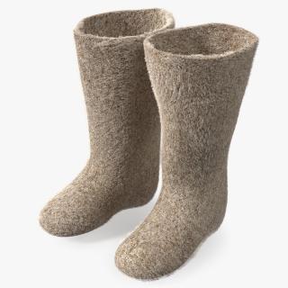 3D Traditional Winter Felt Boots Fur model