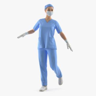 Asian Female Surgeon Rigged 3D