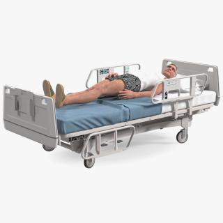 3D model Patient on Hospital Bed Rigged