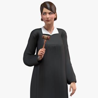 3D Female Judge with Gavel model