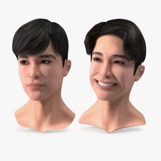 3D Asian Man Heads Collection