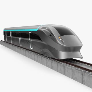 Modern High Speed Train on the Tracks 3D