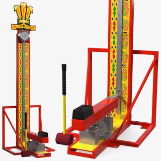 3D model High Striker Strength Tester Game with Mallet