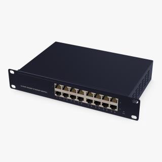 3D Desktop Network Switch 16 Ports Blue