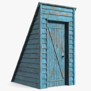 3D Old Wooden Rooftop Stair Exit Blue 2