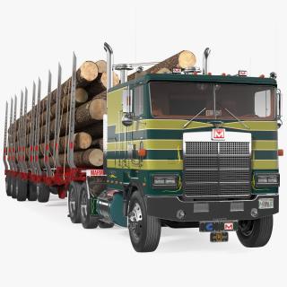 3D model Marmon Truck With Logging Trailer Rigged