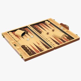 3D model Vintage Wooden Backgammon