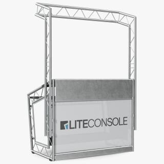 3D Lite Console Silver Mobile DJ Stand Booth Desk