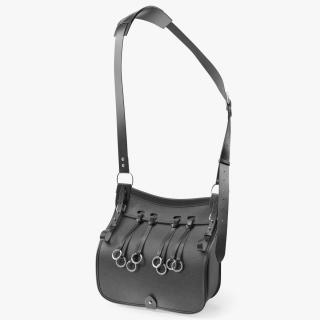 Black Leather Hunting Shoulder Bag 3D model