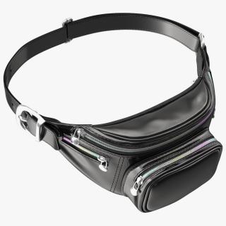 3D Waist Bag Varnished Black Leather model