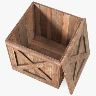 Old Wooden Shipping Crate with Open Lid 3D model