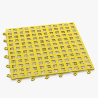 Plastic Floor Mat Tile Yellow 3D model