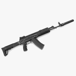 3D model Russian Assault Rifle AK-12 2011 with Silencer Old