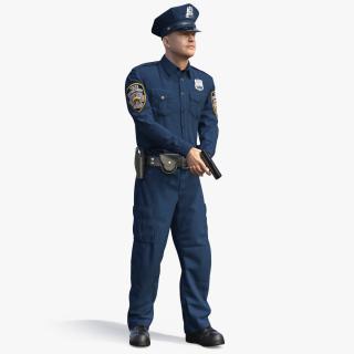 3D NY Police Officer Attention Pose Fur