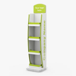 3D Retail Floor Standing Display White Green Mockup model