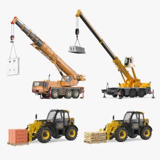 3D Rigged Industrial Vehicles with Building Materials Collection 2 model