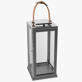 3D model Stainless Steel Candle Lantern with Leather Handle