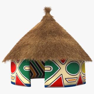 3D Colorful African Mud Hut Fur model