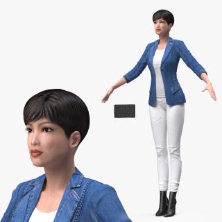 3D Asian Street Fashion Woman T Pose model
