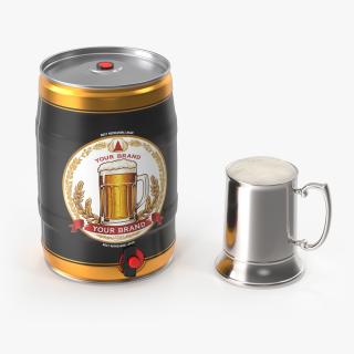 Beer Keg with Mug Mockup 3D model