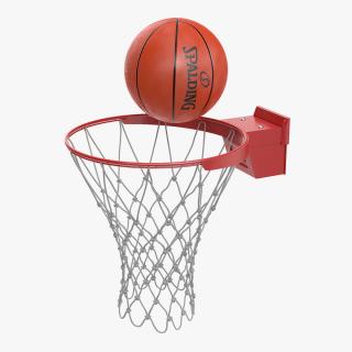 Animated Spalding Basketball Ball Flies into Ring 3D model