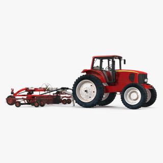 Tractor with Used Twin Rotary Rake Generic 3D