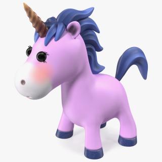 3D Pink Cartoon Unicorn Neutral Pose model