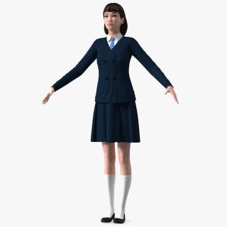 3D model Chinese Schoolgirl T-pose