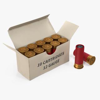 3D model Box of 12 Gauge Shotgun Shells