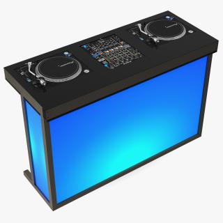 3D model DJ Console with Mixer and Blue Illumination 2