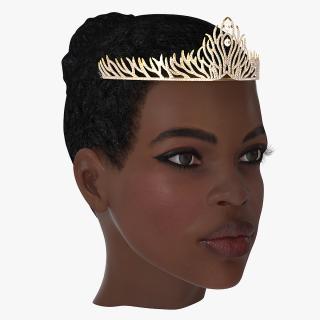 3D Afro American Woman Head with Diadem