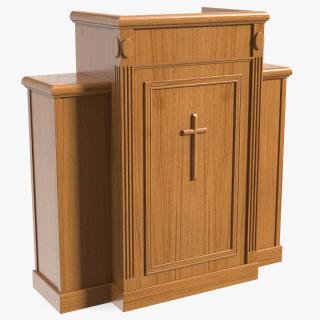 Church Oak Pulpit Light Wood with Cross for 3D Print 3D