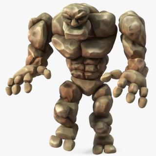 3D model Brown Stone Golem Character Walking Pose