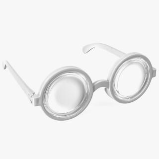 3D White Nerd Glasses model