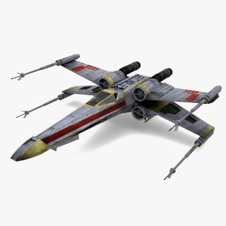 Starfighter X-Wing with Droid R2-D2 Rigged 3D