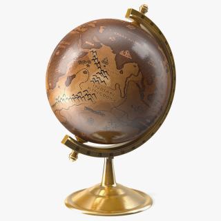 Antique Globe On Bronze Stand 3D model