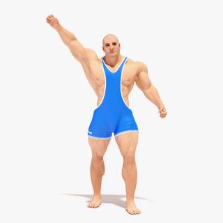 3D Athletic Male Victory Pose in Asics Blue Singlet model