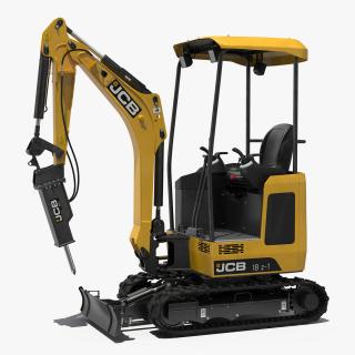 3D Mini Excavator JCB 18Z1 with Breaker Hammer model