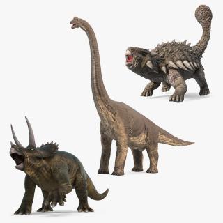 Rigged Herbivorous Dinosaurs Collection 3D model