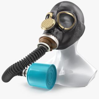 Gas Mask GP5 with Long Hose Rigged 3D model