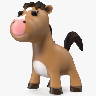 3D Brown Cartoon Horse Rigged