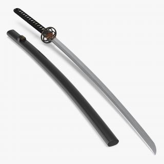 3D model Japanese Katana Sword Set